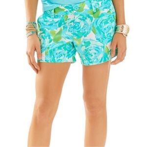 Lilly Pulitzer Poolside Blue First Impression Callahan Shorts Tropical Size 00